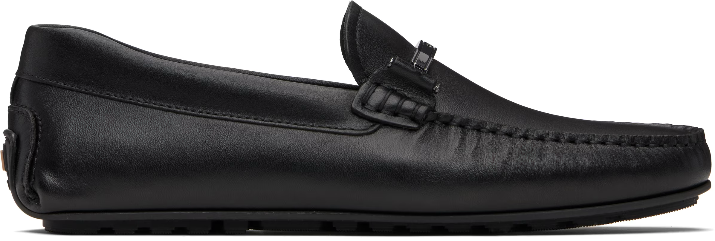 Black Branded Hardware Loafers