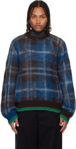 Brown & Blue Plaid Mohair Sweater