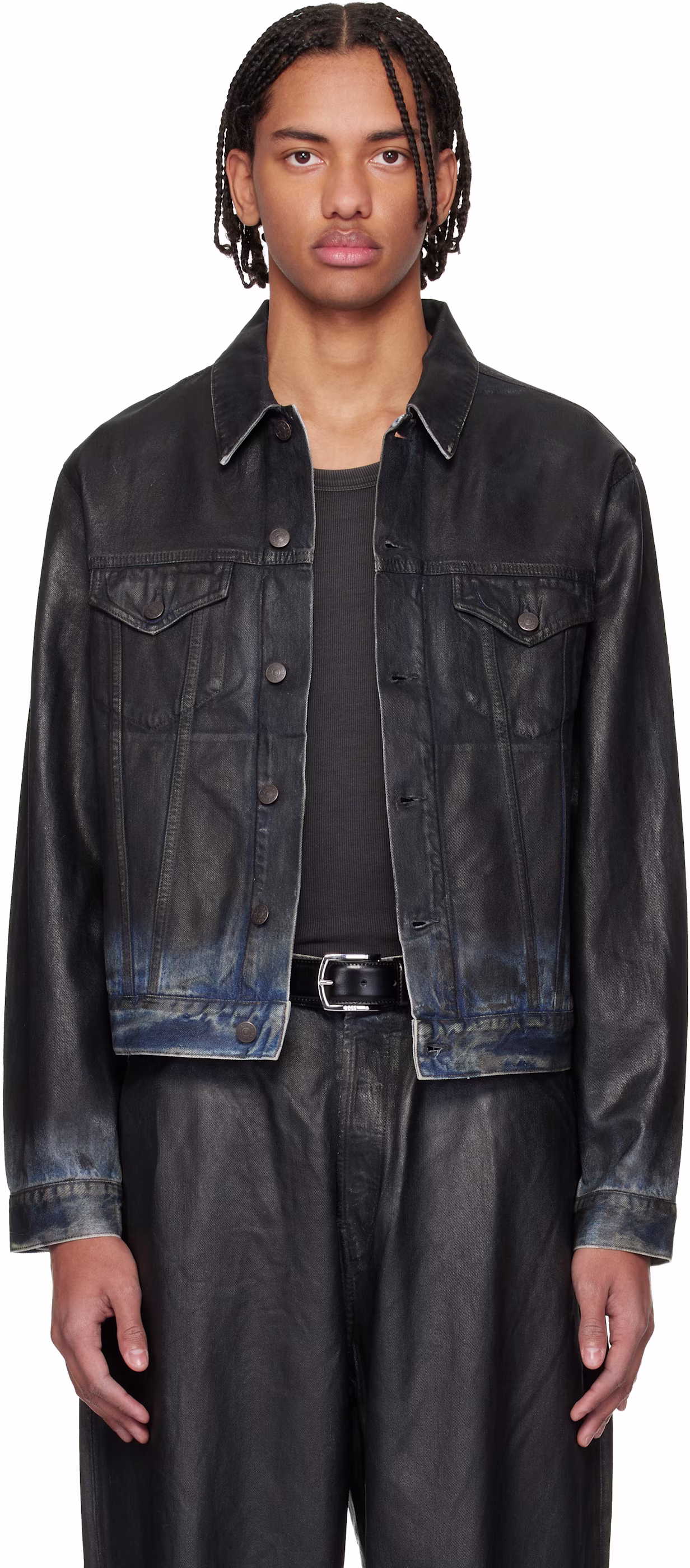 Acne Studios Black Coated Denim Jacket